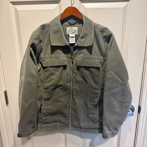 L.L. Bean Green Canvas Mountain Town Zip Jacket Men’s Size Medium Regular VTG